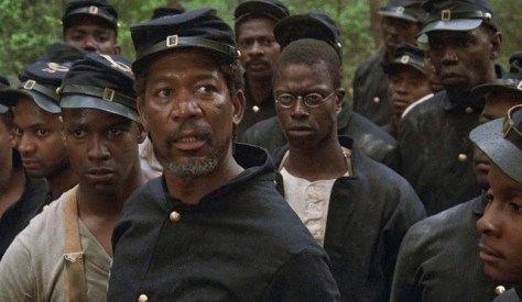 Morgan Freeman, Denzel Washington, and Andre Braugher in Glory
