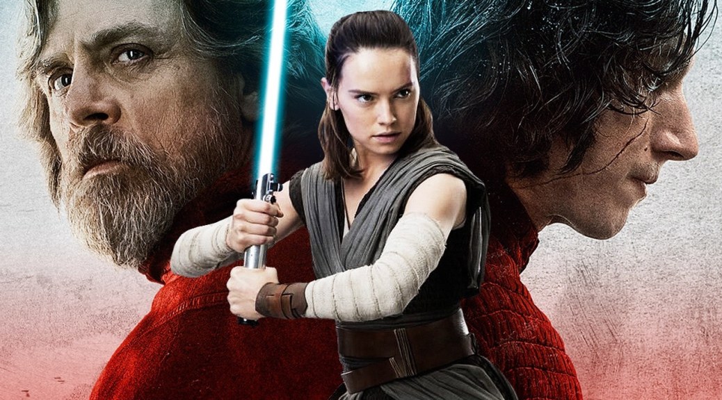 Mark Hamill, Daisy Ridley, and Adam Driver in Star Wars: The Last Jedi