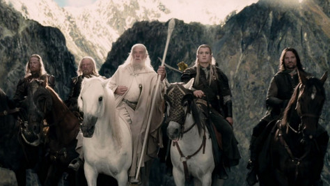 Ian McKellen, Orlando Bloom, and Viggo Mortensen in The Lord of the Rings: The Two Towers