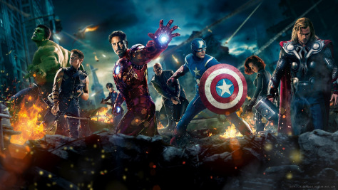 Mark Ruffalo, Jeremy Renner, Robert Downey Jr, Samuel L. Jackson, Chris Evans, Scarlett Johansson, and Chris Hemsworth in The Avengers