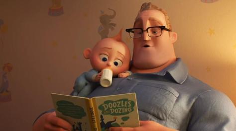 Jack-Jack and Mr. Incredible in The Incredibles 2
