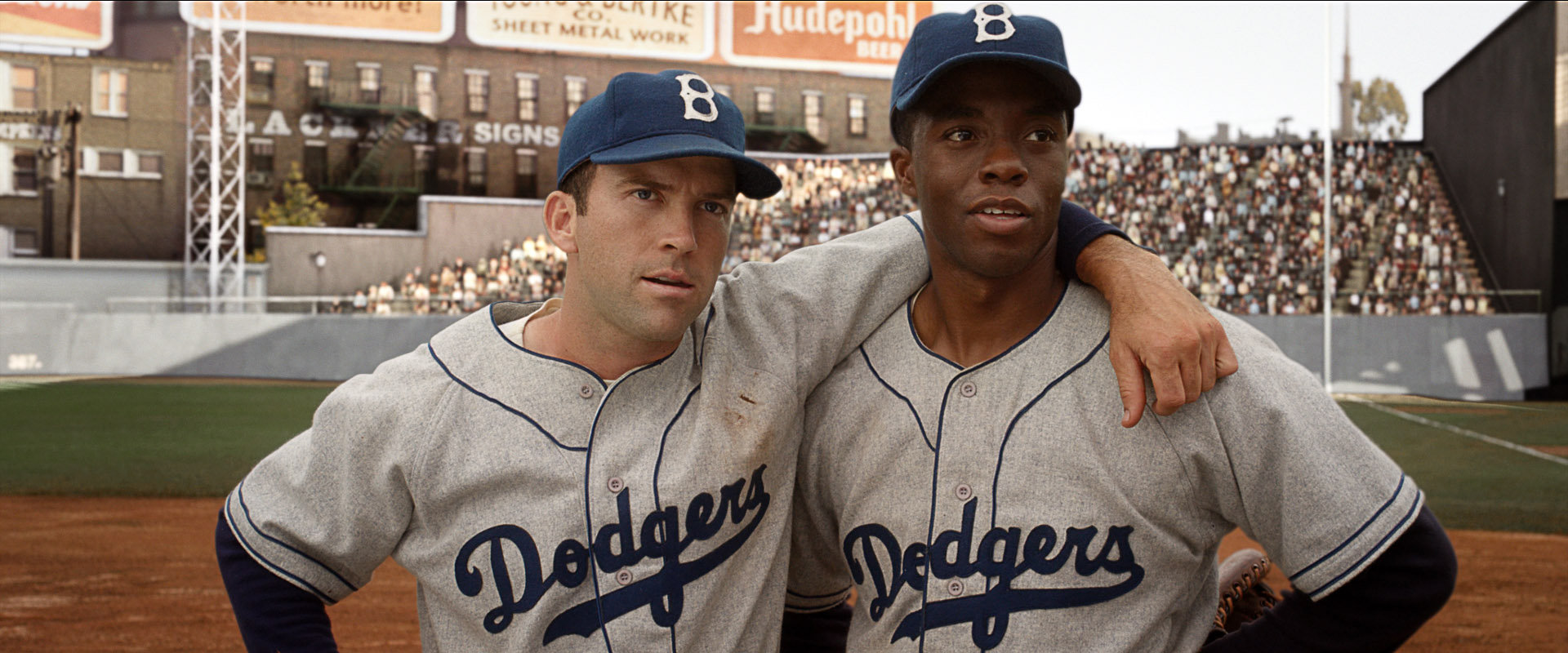 Chadwick Boseman, Jackie Robinson, Pee Wee Reese, Brooklyn Dodgers, baseball, 42
