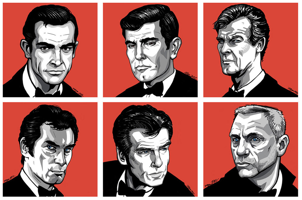 James Bond, Sean Connery, George Lazenby, Roger Moore, Daniel Craig, Timothy Dalton, Pierce Brosnan