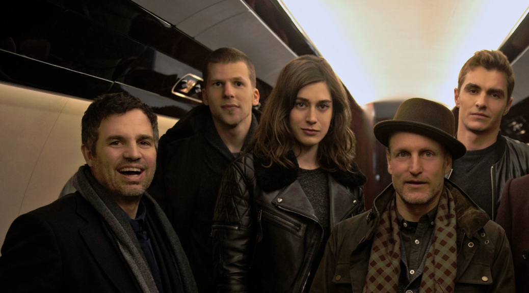 Mark-Ruffalo-Jesse-Eisenberg-Lizzy-Caplan-Woody-Harrelson-Dave-Franco-Daniel-Radcliffe-Michael-Caine-on-set-of-Now-You-See-Me-2-slice
