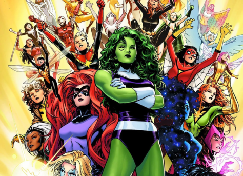 She Hulk, Medusa, Captain Marvel, Spider-Woman, Scarlet Witch, Marvel Comics