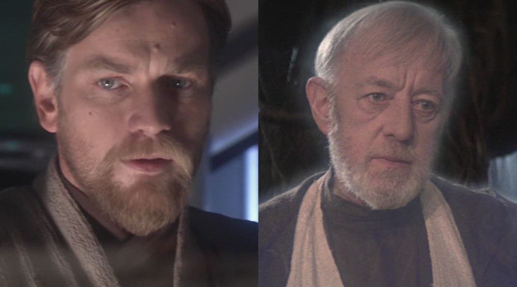 Alec Guiness and Ewan McGregor as Obi-Wan Kenobi in Star Wars