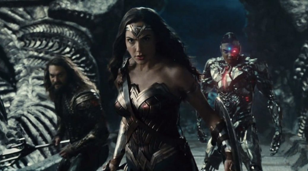 Jason Mamoa, Gal Gadot, and Ray Fisher in Justice League
