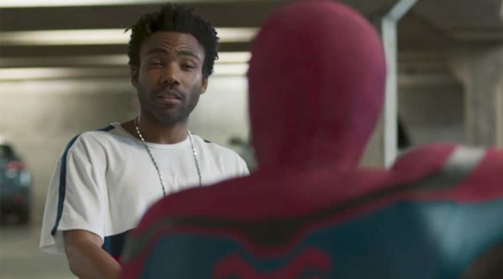 Donald Glover and Tom Holland in Spider-Man: Homecoming