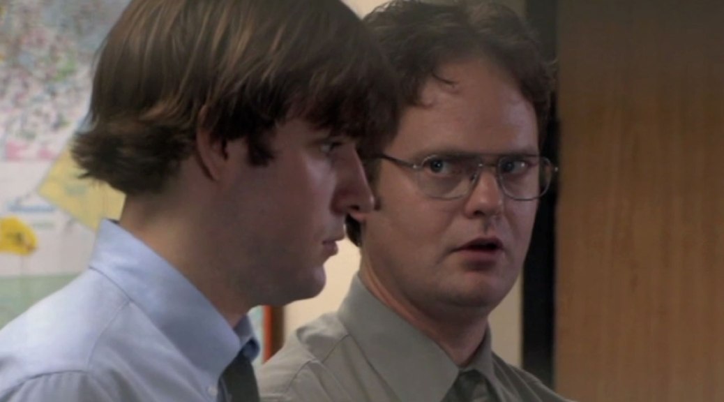 John Krasinski and Rainn Wilson in The Office Season 1