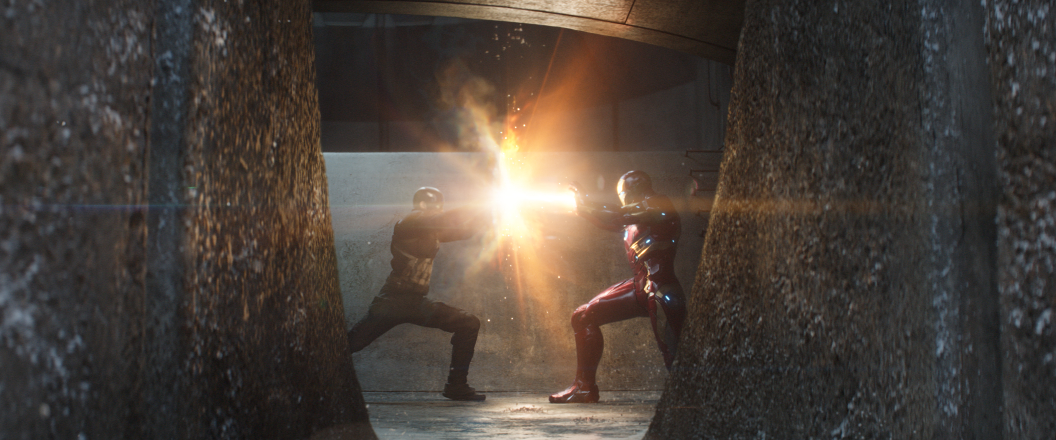 Chris Evans and Robert Downey Jr. in Captain America: Civil War
