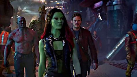 Dave Bautista, Vin Diesel, Zoe Saldana, and Chris Pratt in Guardians of the Galaxy