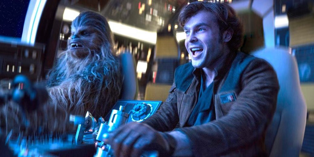 Chewbacca and Alden Ehrenreich in Solo: A Star Wars Story